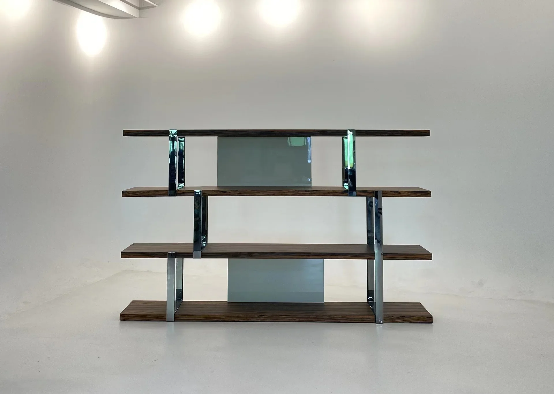 Italian  Minimalism Solid Wood Multi-layer Light Stainless Steel Shelves Foldable Display Storage Shelves