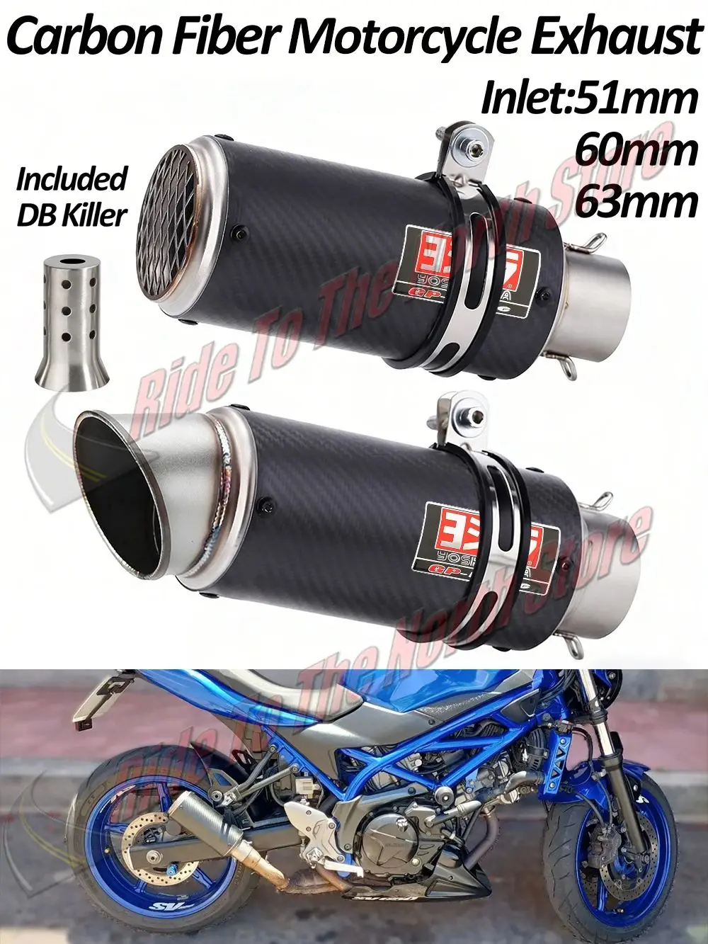 Rura wydechowa motocyklowa 51mm 60mm 63mm yoshi do Kawasaki 250 do 1000 ZX6R/10R R1R3R6R25 CBR500/1000 GSXR600/750 S1000RR itp. — 2