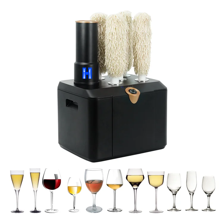 Electric Commercial Kitchen Machine Glassware Polishing Washer Wiping Wine Glass Cup Dryer Polisher Brushes