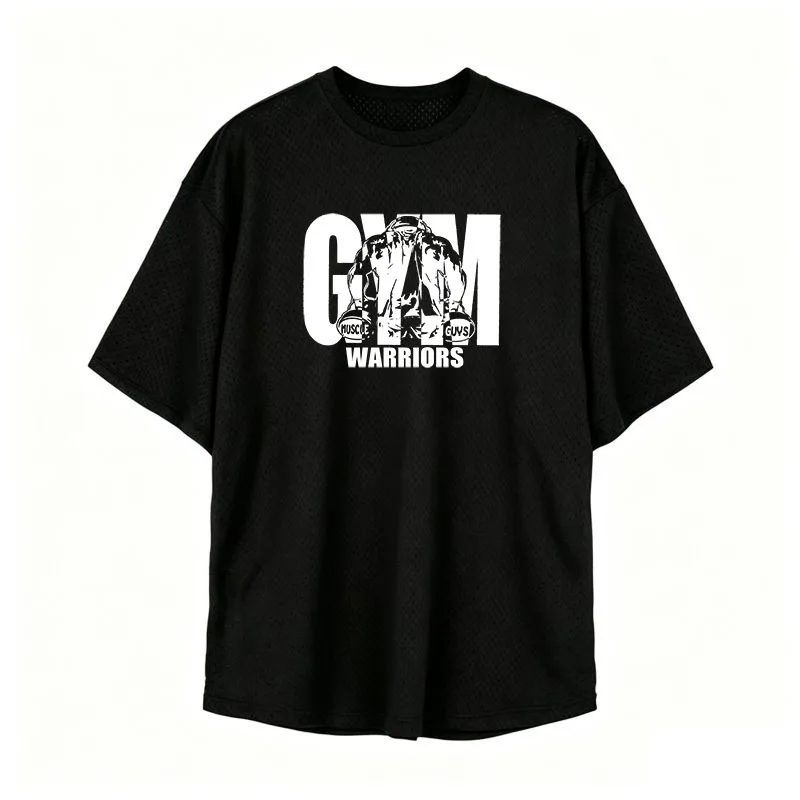 Oversized Loose Men's Casual Sport T-Shirt Gym Bodybuilding Fitness Short Sleeve Shirt Summer Mesh Quick Dry Breathable Clothing