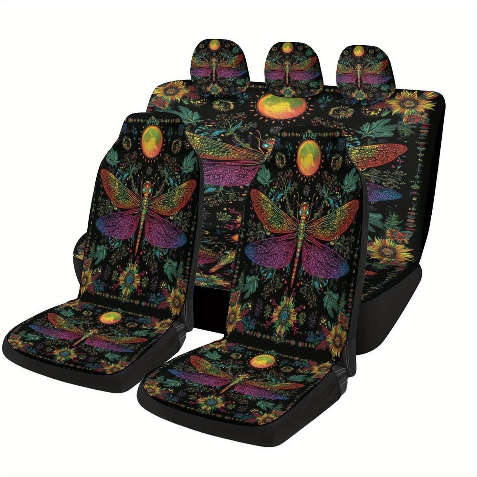

Psychedelic Dragonfly Tapestry Designed Car Seat Cover Set For Most Cars, Fashionable Personalized Novelty Car Seat Protector Co