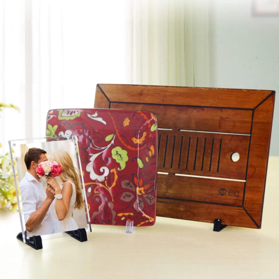 Semetall 2 pacote multution plástico expositor placa titular pequeno quadro de imagem preto