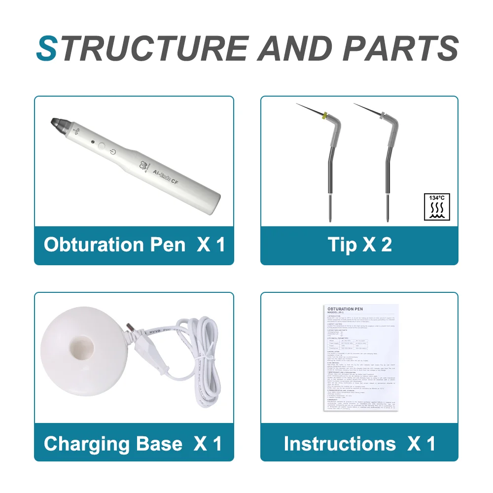 Pluma de obturación de gutapercha Dental ai-endo-cf, sistema de llenado de Canal radicular de corte y prensado, 2 puntas, calentamiento rápido de 3