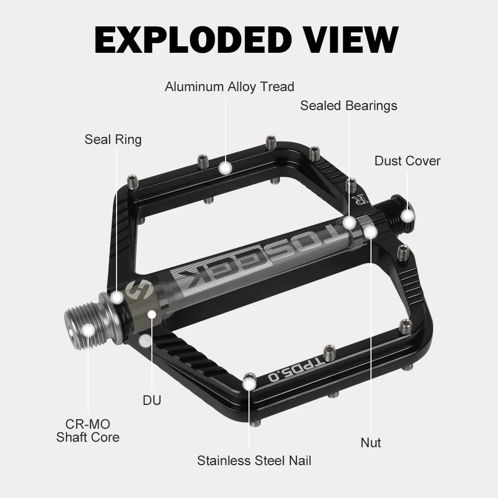 TOSEEK 5.0 Bicycle Pedal Anti-slip Footboard Bearing Quick Release Aluminum Alloy Bike Accessories  Bike Pedal