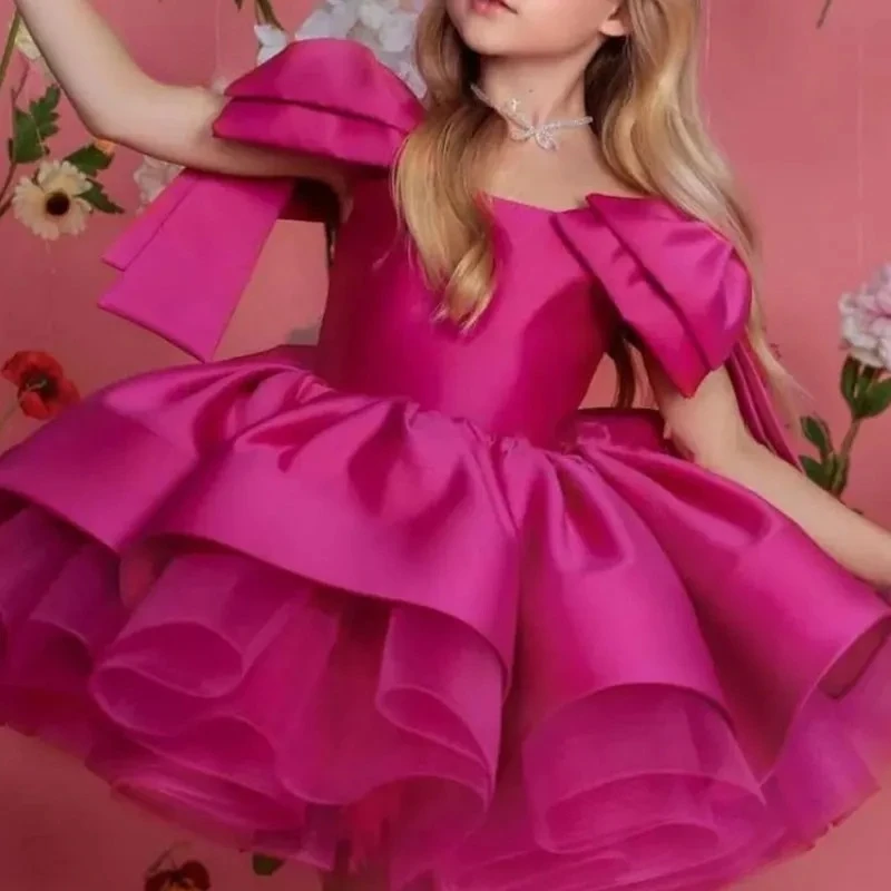 

Платье-пачка принцессы с бантом для маленьких девочек, тюлевое платье без рукавов для маленьких девочек-подростков, одежда для свадебной вечеринки, дня рождения, От 1 до 14 лет