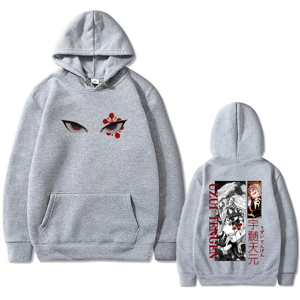 Anime Demon Slayer Uzui Tengen Eyes Graphic Print Hoodie Men Women Casual Oversized Pullover Male Vintage Fleece Cotton Hoodies