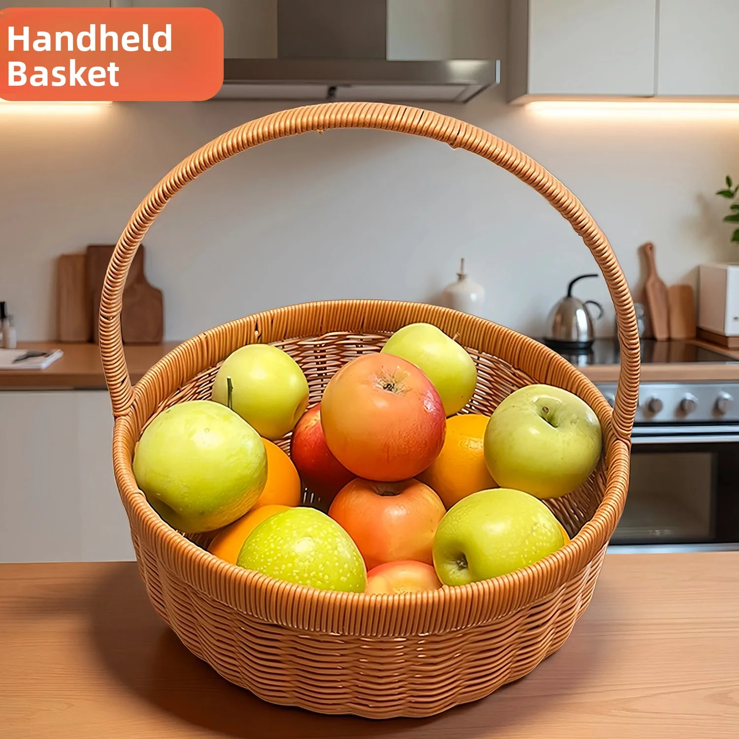 

Hanrted round Pumpkin Basket Portable Wier Weaving op Basket Picnic Gift Basket Vegetables Bung Basket Outdoor ...