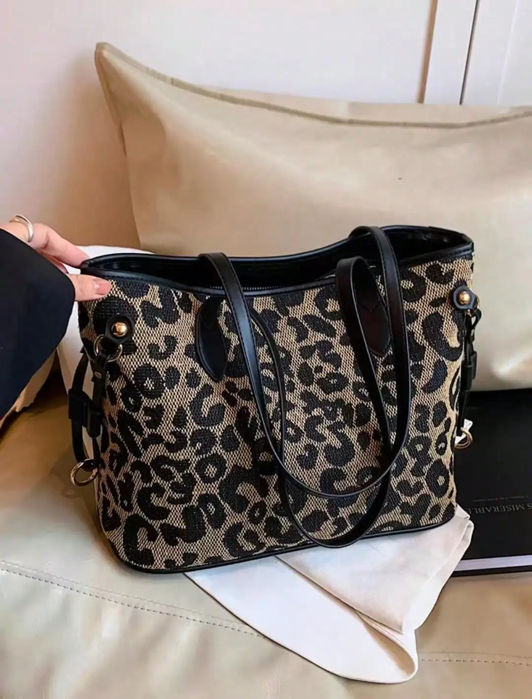 حقيبة يد بطبعة الفهد لخريف 2024 - حقيبة كتف نسائية ذات سعة كبيرة للعمل/يوميًا/هدايا #6