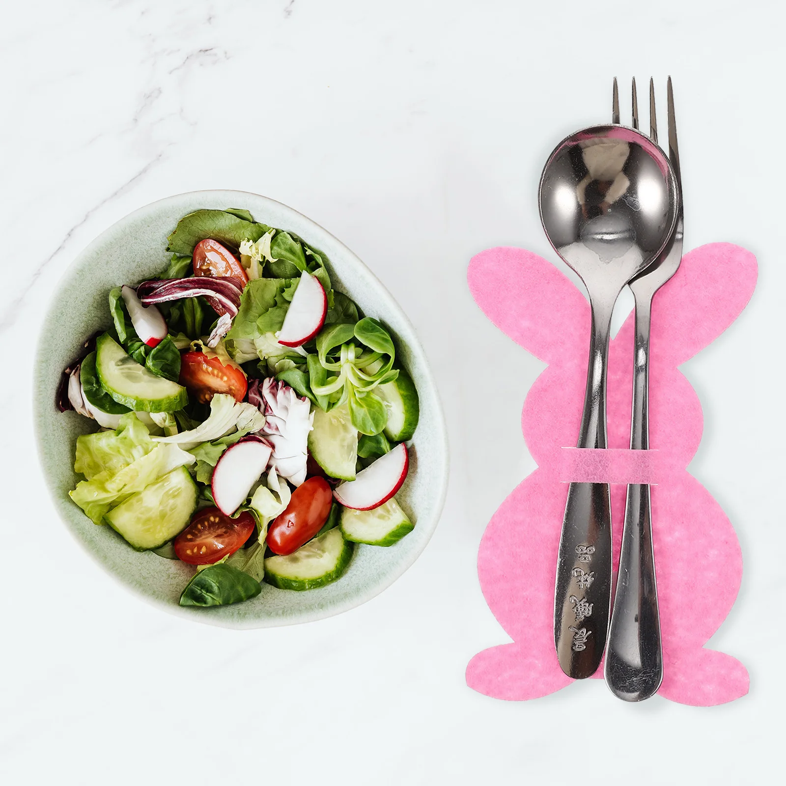 

8pcs Bag Easter Elements Cutlery Pouch Rabbit Shaped Non Woven Fabric Easter Napkin Holder Knife Fork Banquet Decor