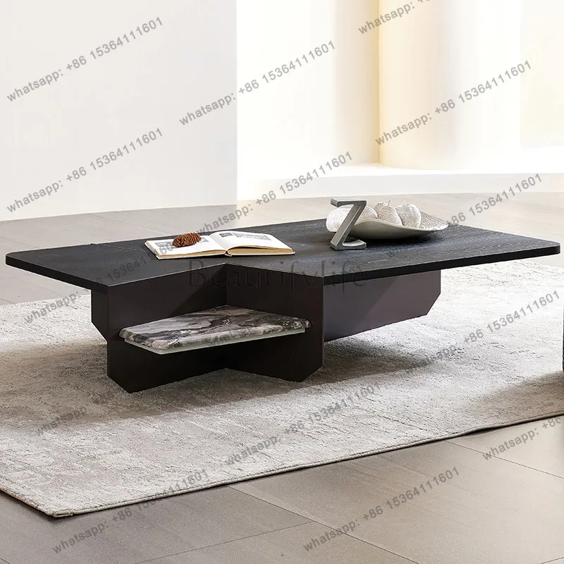 Italian minimalist long coffee table Chinese antique wood creative new high-end black high-end