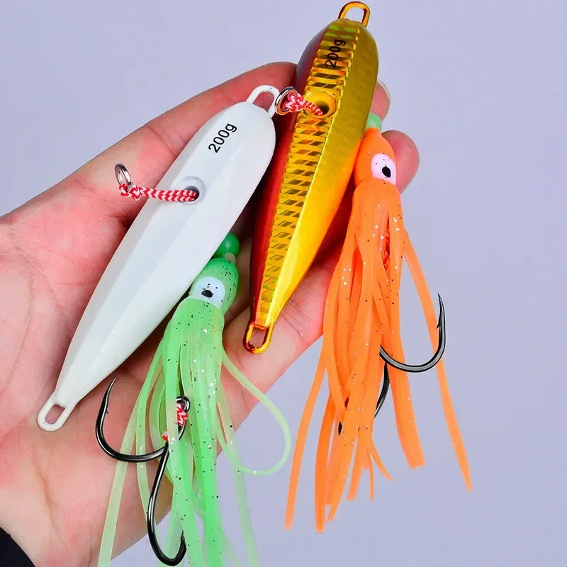 1Pcs Inchiku Jig Lures 40g-200g Slow Metal Jig Luminous Squid Hook Sinking Saltwater Spinning Fishing for Marlin Snapper Grouper