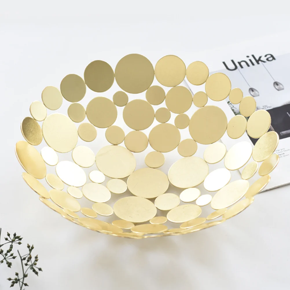 

Metal Fruit Plate Hollow Design Large Capacity Dining Table Decor Kitchen Barware Set For Home Wedding Gift Gold