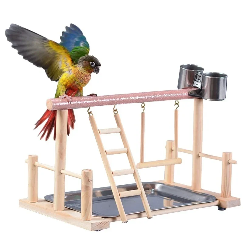 

Pet Bird Toy Activity Center cage Stands With Perch Ladder Hammock Feeder Playground For Cockatiel Parrot