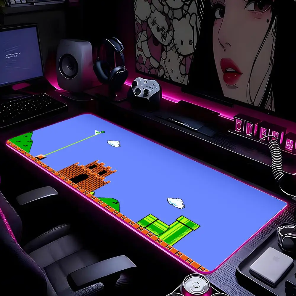 

Hot Games S-uper M-Marioes Mouse Pad Mousepad HD Printing Computer Gamers Locking Edge Non-slip RGB Mouse Pad XXL90x40cm Keyboar