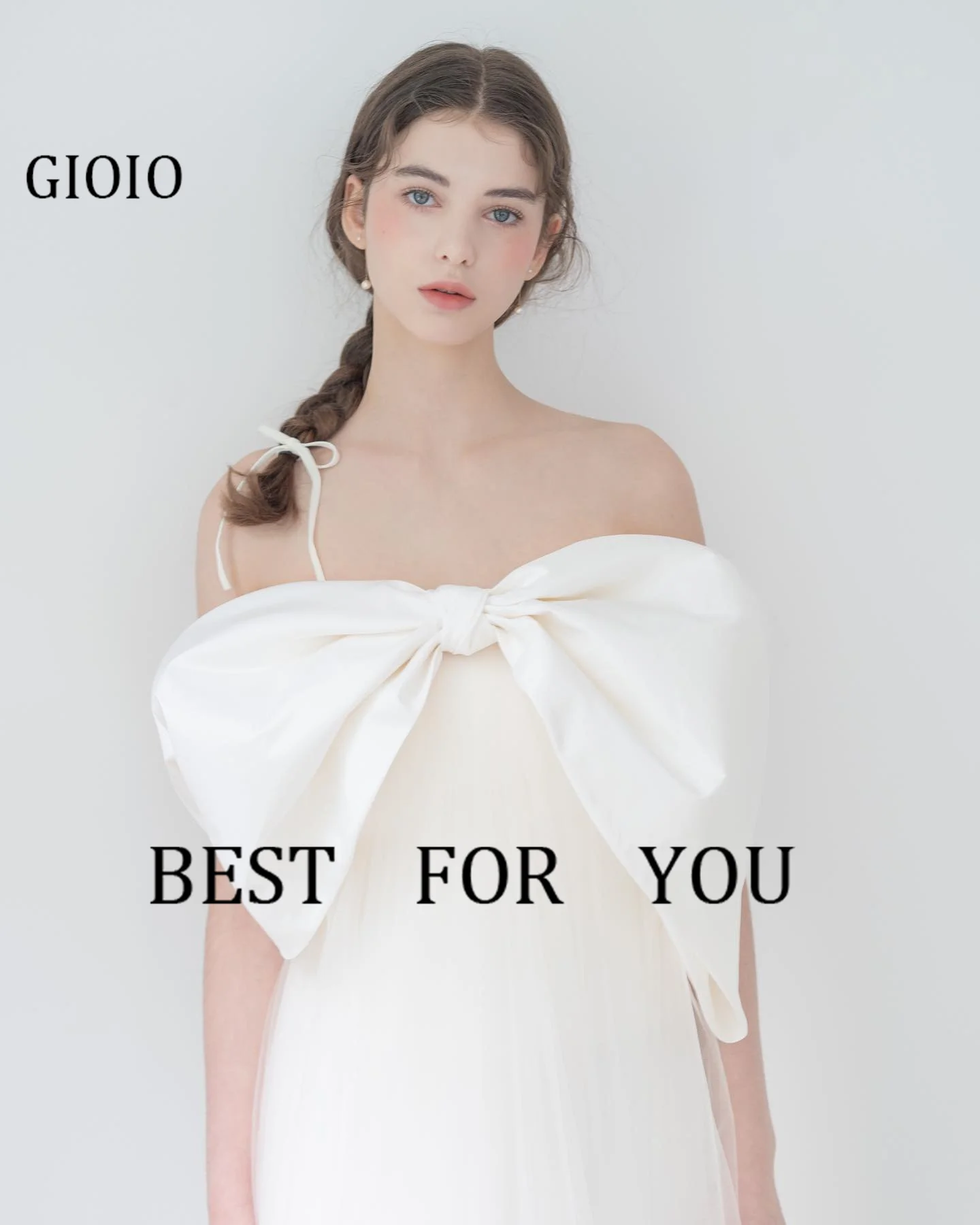 GIOIO Off Shoulder Korea Garden Evening Dresses Bow Sleeves Formal 프롬드레스  Floor Length Elegant Prom Growns Party Women Bride