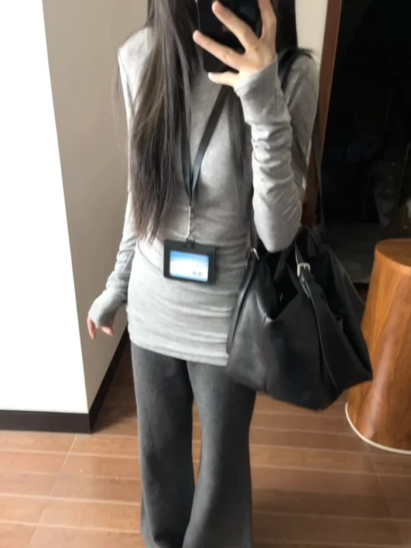 ay Long Sve T-irt レディース 2025年新作 冬用インナー/アウター スリムフィット ベースレイヤー 日常使い 通気性 快適