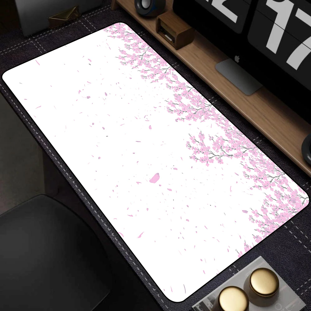 

White Sakura Deskmat Japan Cherry Blossom MousePad Office Gaming Mouse pad Keyboard Pad Non-Slip Office Carpet Laptop Mouse Mats