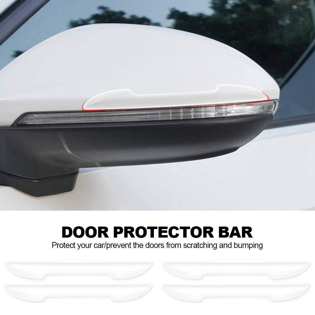 4PCS Car Door Transparent Anti collision Protector Bar Sticker Side Edge Protection Guard RearView Mirror Cover Protection Strip