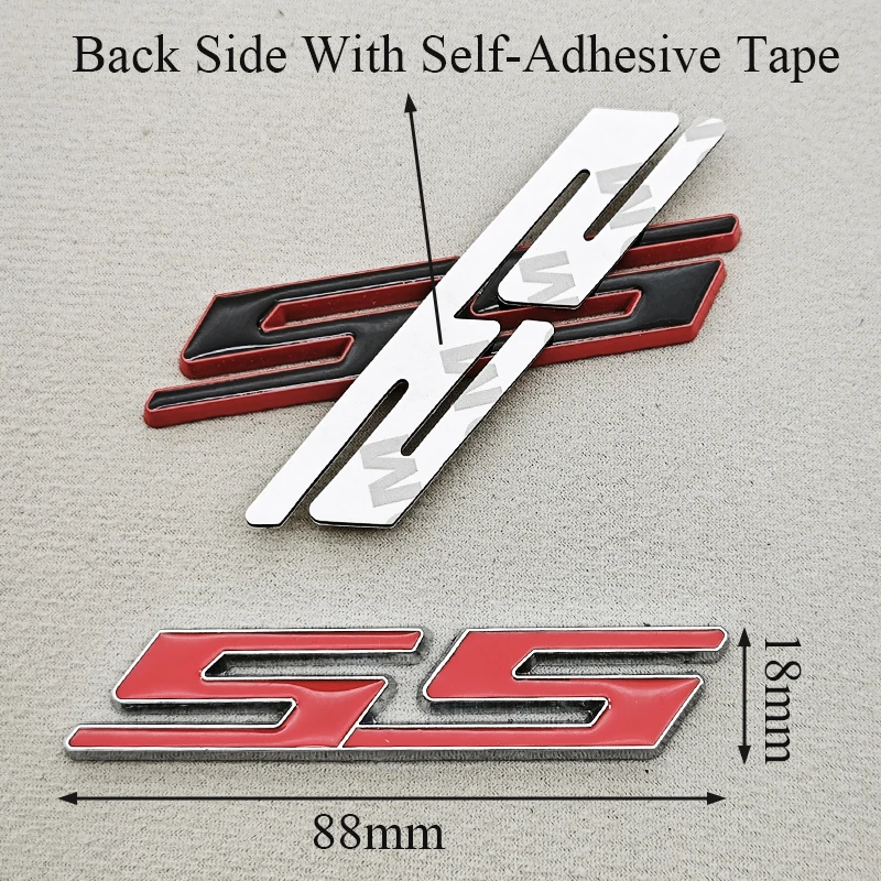 ثلاثية الأبعاد سيارة معدنية التصميم أحمر أسود شعار SS ملصق شعار الخلفي الجذع شارة لشروليه كامارو شيفيل إمبالا ماليبو اكسسوارات #4