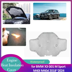 for BMW X3 G01 M Sport M40i M40d 2018~2024 2019 Hood Engine Insulation Pad Soundproof Heat Cotton Liner Thermal Mat Accessories
