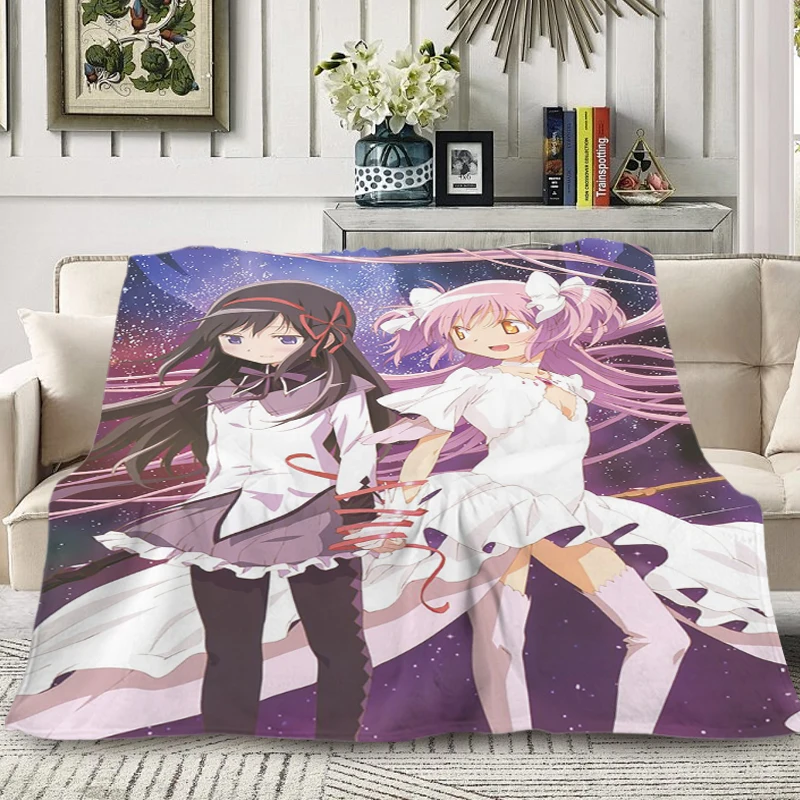 Sofa Blankets for Winter T-Madoka Magicas Anime Blanket Fluffy Soft Blankets King Size Blanket Warm Knee Bed Fleece Camping Home