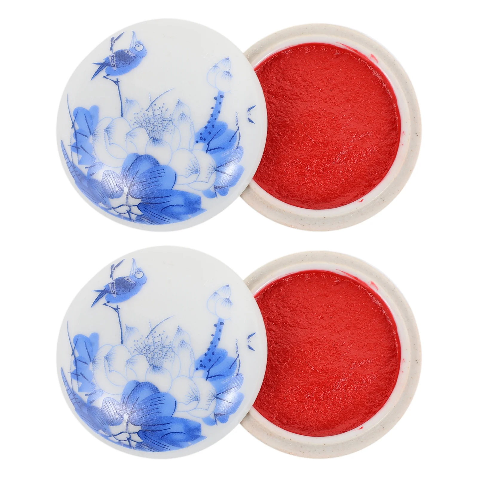 

2 Pcs Advanced Ink Pad Office Child Calligraphy Red Inkpad Ceramics Chinese Painting