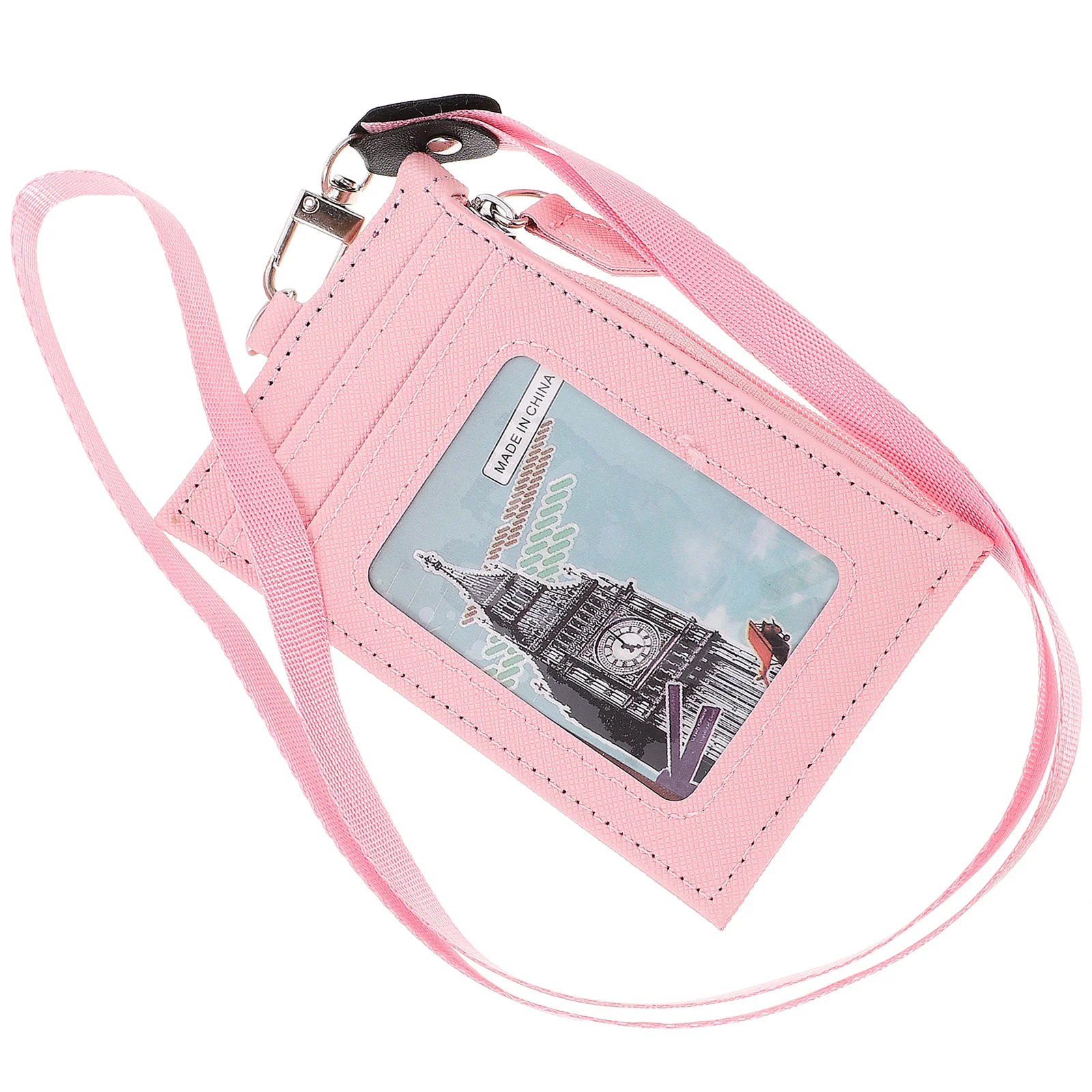 

Heart Pattern Glitter Multi Card Slot Coin Wallet Portable Zipper Holder Pink Hanging Strap for Women Shopping Work School