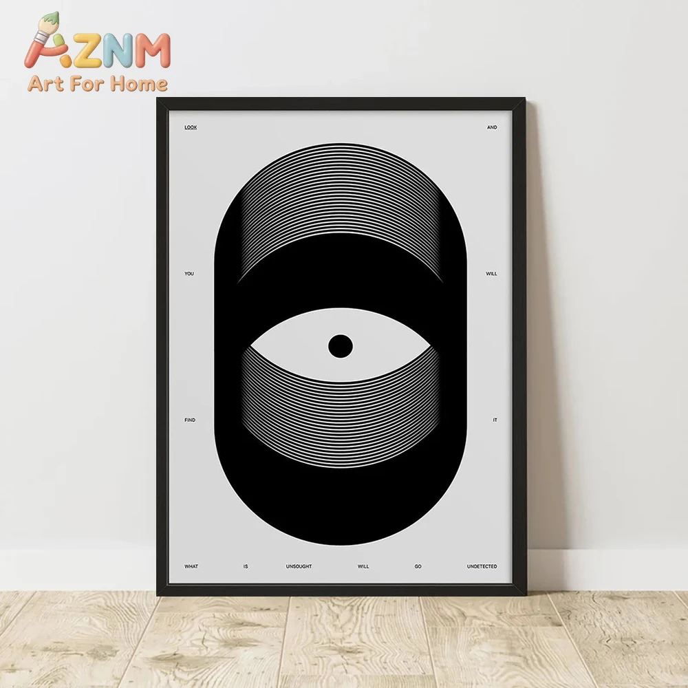 

AZNM Minimalist Eye Geometric Canvas Wall Art, Single Unframed Print, Modern Abstract Line Art Poster With Inspirational Text Fo