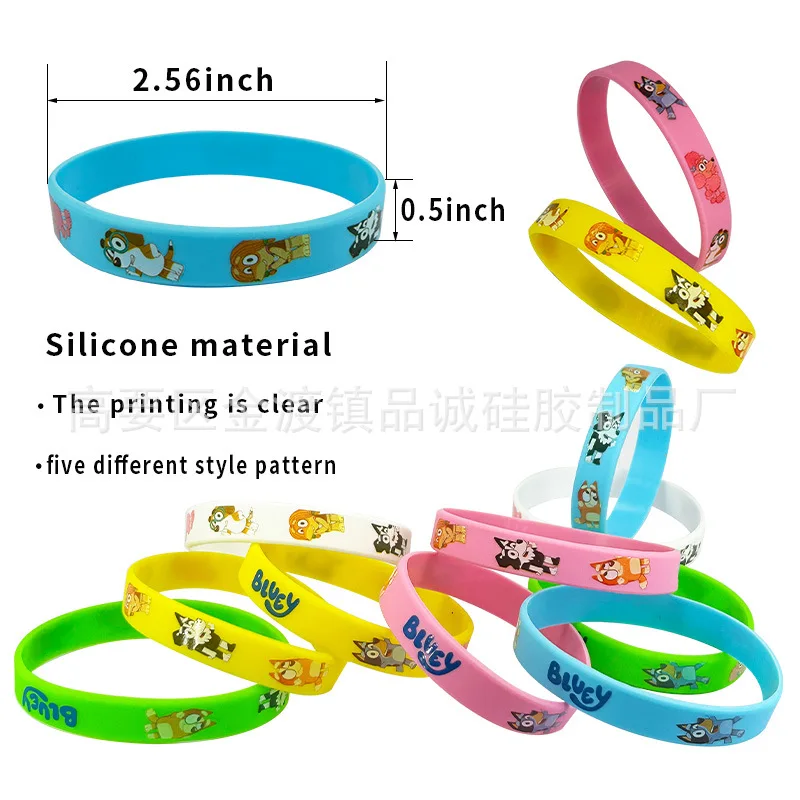 Cartoon Silicone Bracelet Bluey Bingo Animation Image Wrist Band with Multi Color Mixed Bag Cute Dog Pattern Soft RubberBracelet