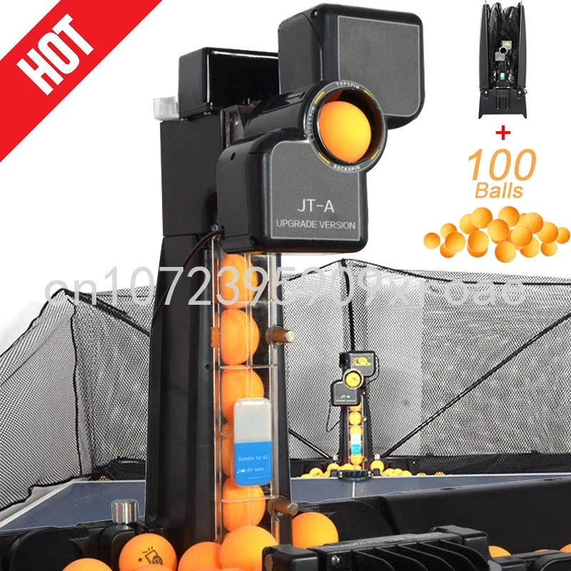 Robot Table Tennis Sender Pitching Serve Machine Trainer Racquet Sports Collecting Net with 100 Pingpong Balls JT-A