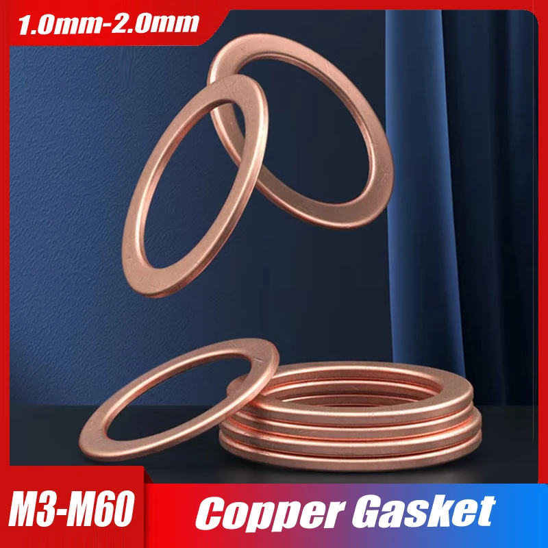 

M3 M4 M5 M6 M8 M10 M12 M14 M16 M18 M20-M60 Масляные пробки из твердой чистой меди Шайба уплотнительное кольцо Прокладка Плоские уплотнительные прокладки поддона мотоцикла