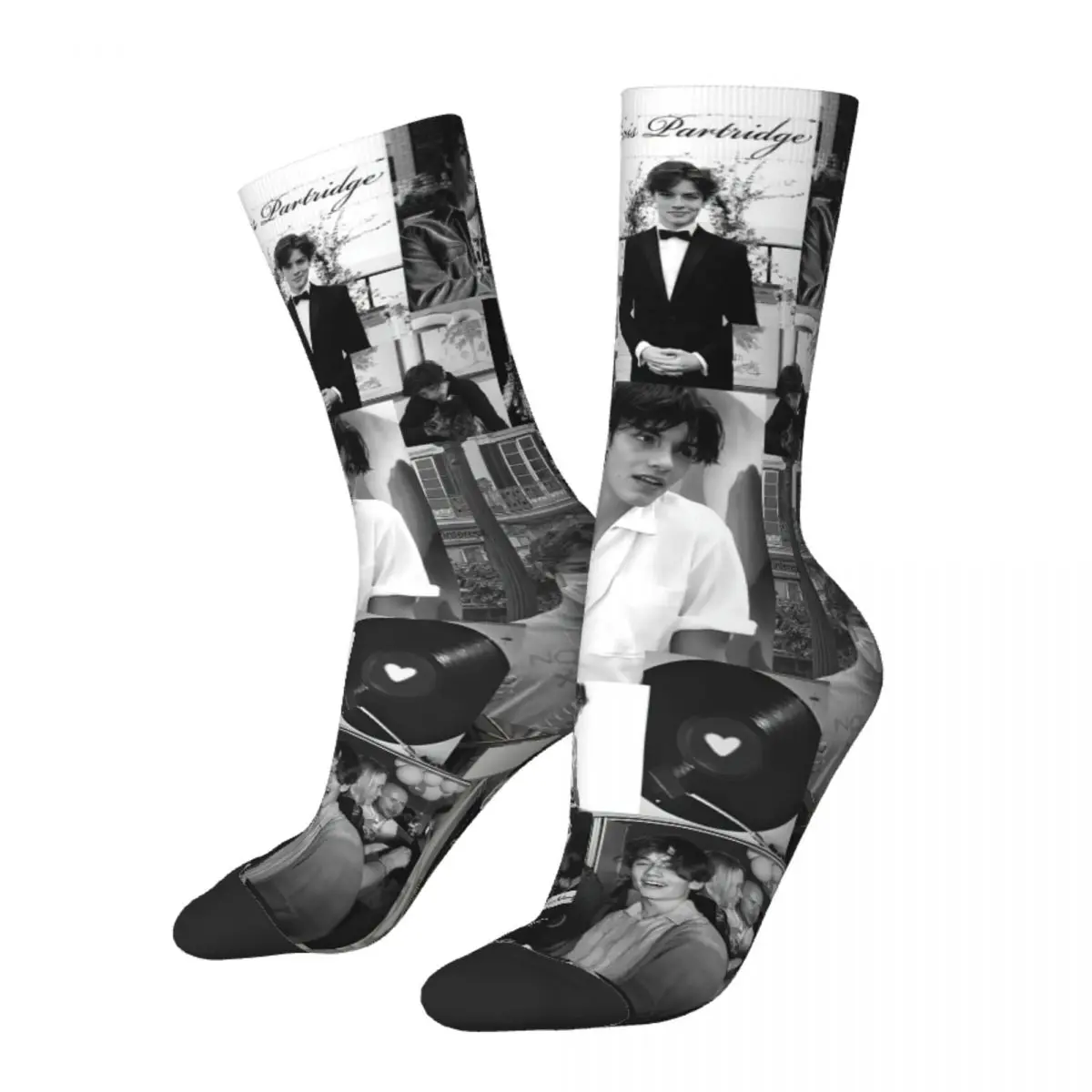 Cool Louis Partridge Star Actor Skateboard Socks Movie Polyester Middle Tube Socks for Unisex Breathable