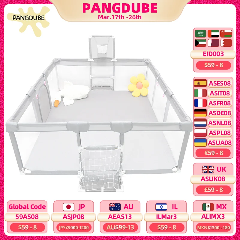 PANGDUBE New Enlarge Baby Playpens Indoor Playground Baby Activity Fence Balls Pool Inside Size 187×166cm, Out Size 235×166cm
