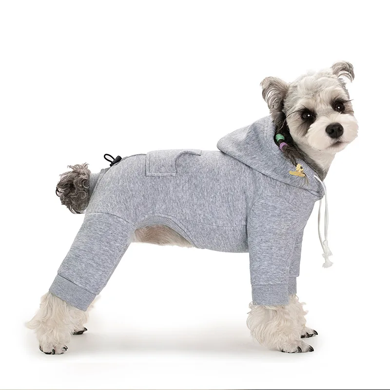 

E-commerce Pet Clothes Autumn Winter New Bichon Teddy Schnauzer Small and Medium Dogs Hooded Four-legged Sweatshirt