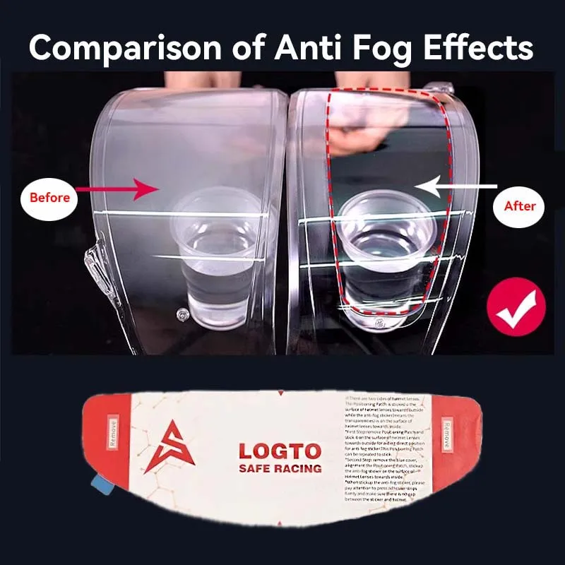 LOGTO Universal Motorcycle Full Face Helmet Shield Anti Fog Film HD Grey Visor Lens Insert Fog Resistant Waterproof Sticker