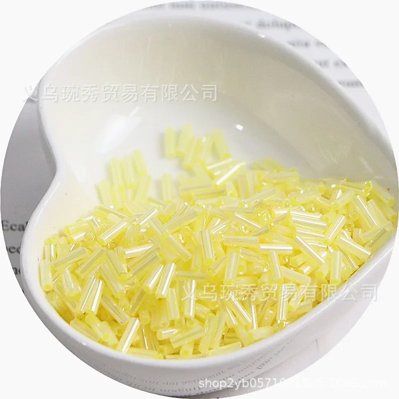 300 Cream Seed Beads 11/0 Tube Beads 2x6mm Bugles Glass Seed Beads DIY Jewelry Making Women\'s Accessories
