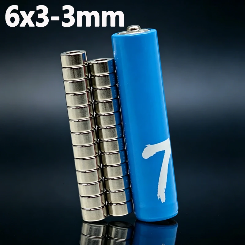 6x3-3mm Magnet N35 NdFeB Permanentmagnet Imanes 6*3-3mm Zubehör 10-200 Stück Runde Lochform Neodym-Magnet – Detail 3