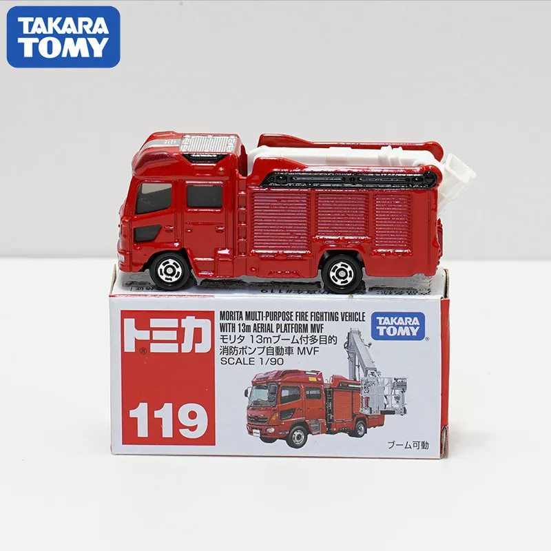 In Stock Original TAKARA TOMY Tomica No.119 879763 Morita Multi-Purpose Fire Engine Diecast Car, Alloy Rescue Fire Truck Boys Co