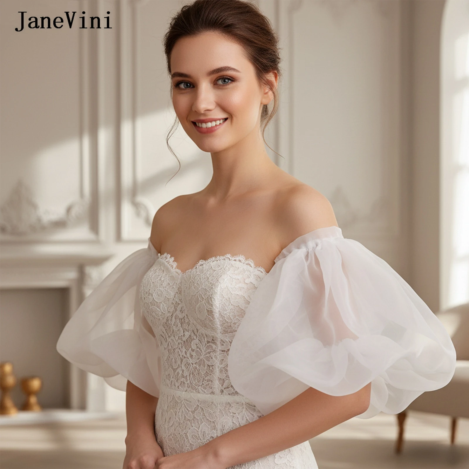 janevini-ニューロマンティックブライダルグローブ-取り外し可能な袖-女性用アームスリーブ-取り外し可能なオーガンザパフスリーブ-結婚式の花嫁ドレス用