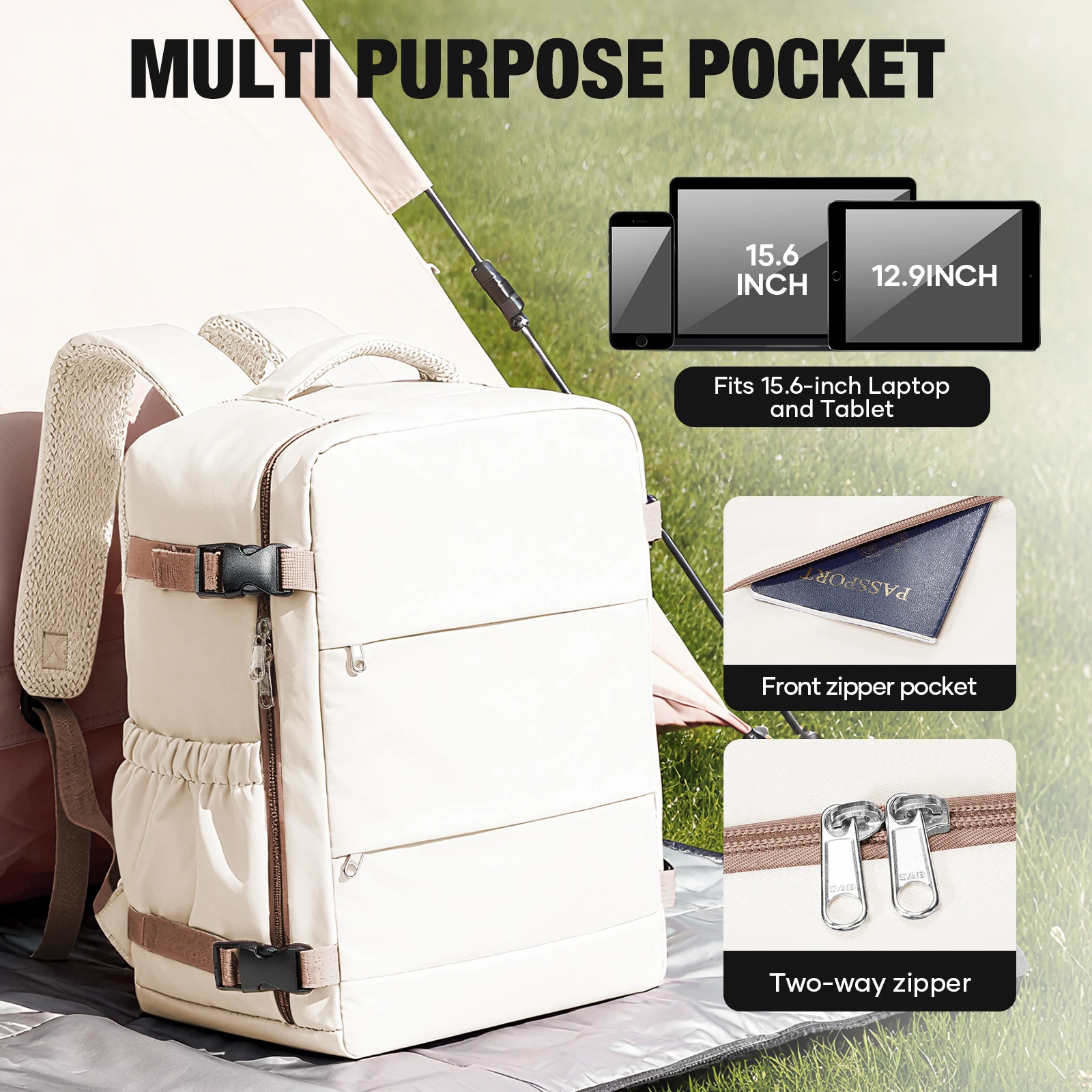 حقيبة ظهر Ryanair 40x30x20 للسفر، حقيبة أمتعة يدوية للطائرات، حقيبة كمبيوتر محمول لمسافات قصيرة، حقيبة ظهر للطلاب الجامعيين