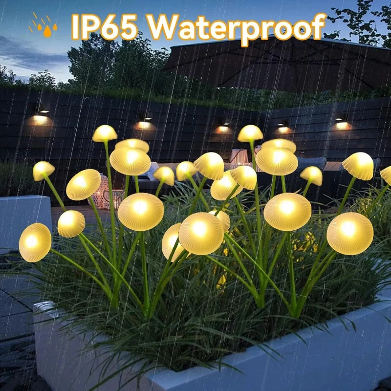التخييم ضوء مقاوم للماء اليراع ضوء في الهواء الطلق أضواء الحديقة الشمسية الفطر قنديل البحر أضواء الشمسية حديقة ديكور