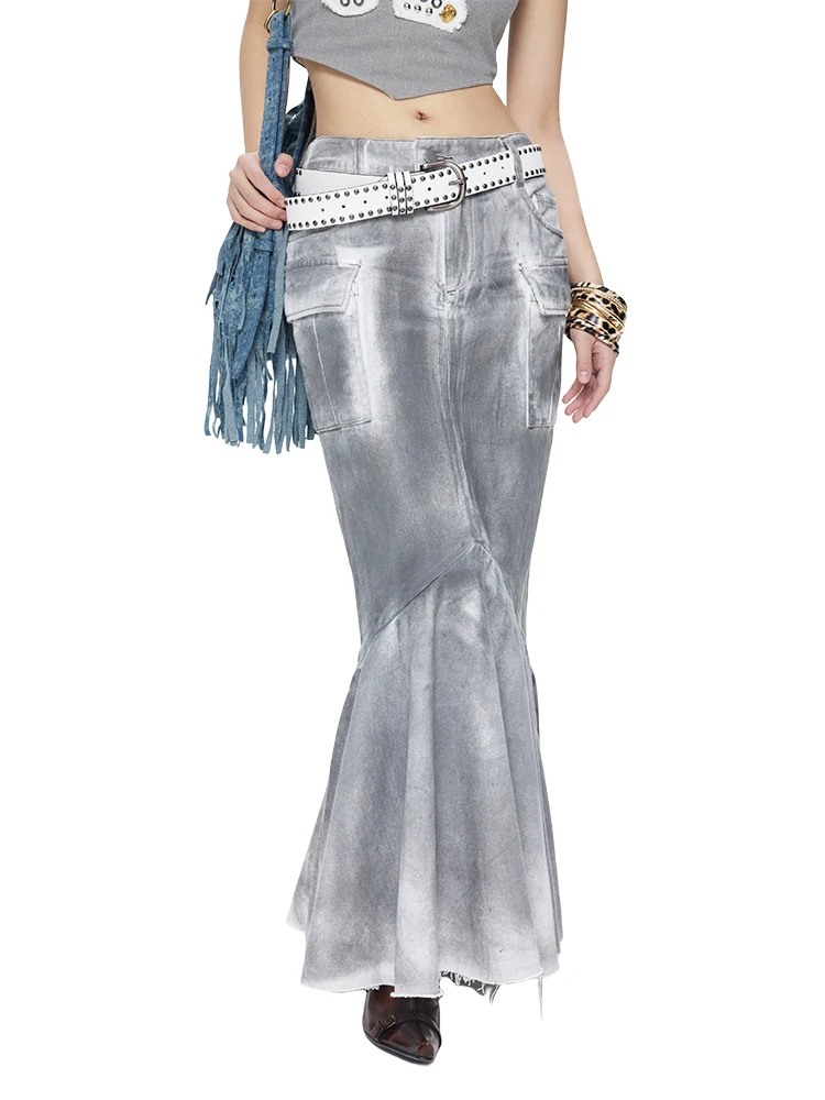 

ey Weathered Fi Tail Long f Skirt Vintage Stained Look next Passport Women's Premium Faion Spring Collection 2024