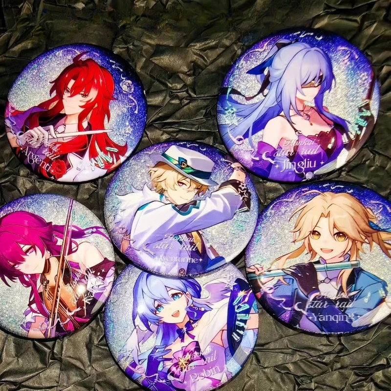 58mm Murata Himeko Bronya Zaychik Kiana Kaslana Star Concert’s Latest Six Man Badge Double Flash Bar Ji Guzi Brooch Peripherals