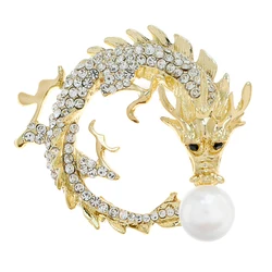 CINDY XIANG Rhinestone Chinese Dragon Brooch Unisex Pin Party Wedding Accessories Zodiac Jewelry