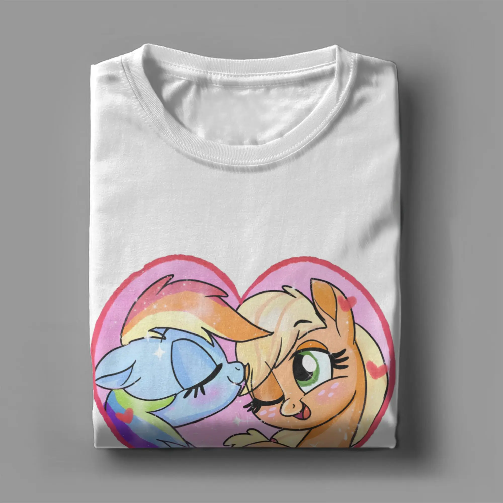 Rainbow Dash And Friends Herren-T-Shirt Appledash Neuheits-T-Shirt Kurzarm-T-Shirt mit Rundhalsausschnitt Baumwolle Neu eingetroffene Kleidung – Detail 5