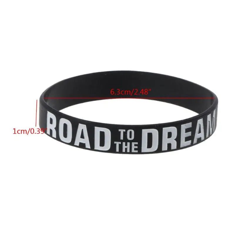 Q0KE Fashion Inspirational Bracelets Silicone Bracelets Road to the Dream Never Give Up Motivational Bracelets for Gifts