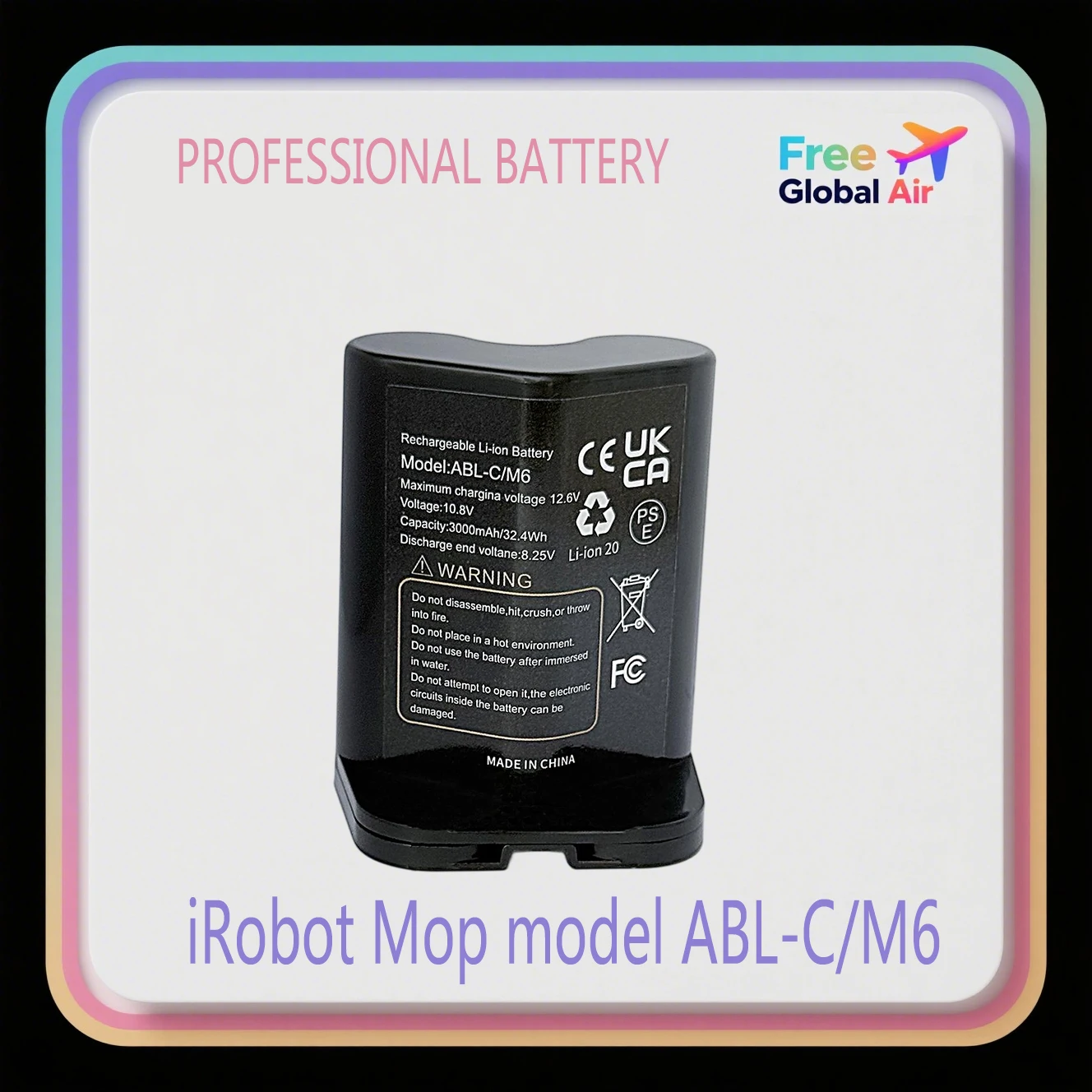 

For iRobot Braava Jet M6 10.8V 3000mAh Rechargeable Li-ion Battery Pack Ultimate Robot Mop model ABL-C/M6