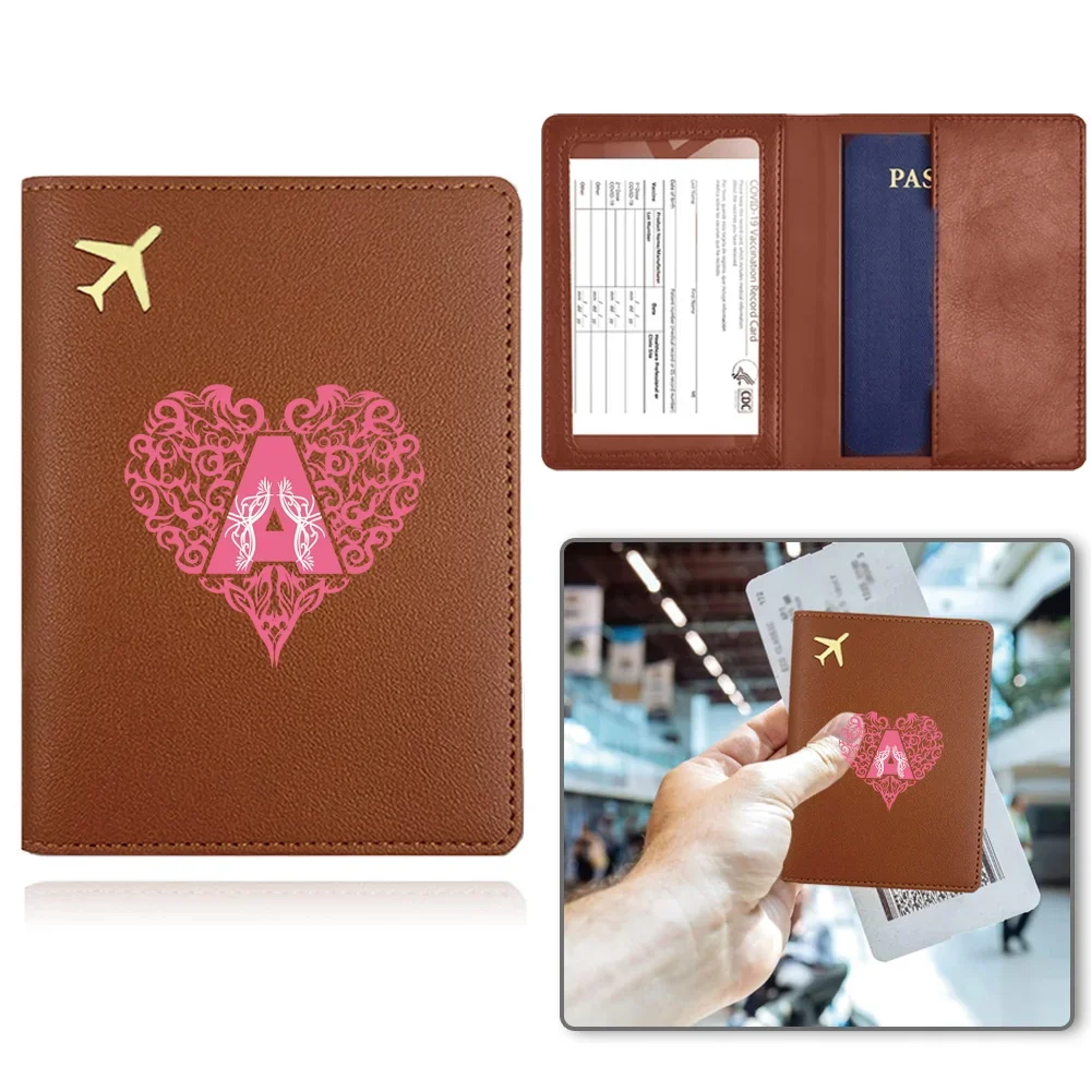 Porte-passeport anti-poussière, conteneur de passeport, organisation de passeport, étui de rangement d'affaires de voyage, motif de lettre d'amour, blocage RFID