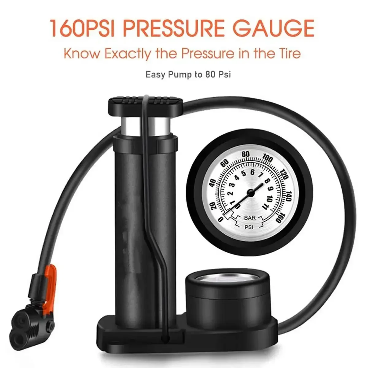 

Велосипедный насос 160PSI, мини-портативный велосипедный ножной насос с манометром, аксессуары, подходит для клапана Presta/amp; Schrader, велосипедный воздушный насос из искусственной кожи