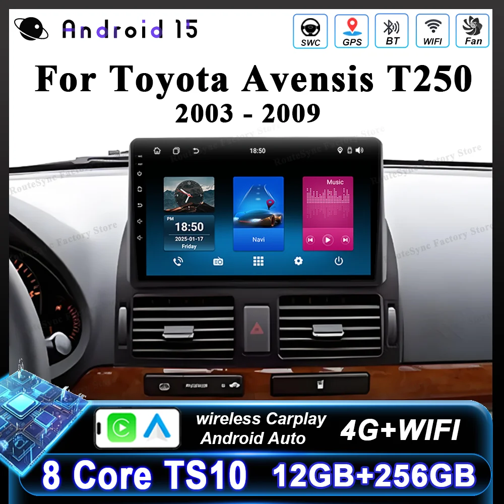 

Android Radio Stereo For Toyota Avensis T250 2003 -2009 Auto Multimedia Video Player DSP Carplay Stereo QLED Screen Head Unit 4G